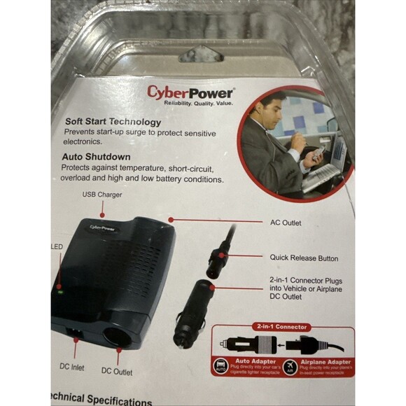 New SEALED  CyberPower 3-In-1 Mobile Power Inverter-Model #CPS160SU-DC - Picture 5 of 6